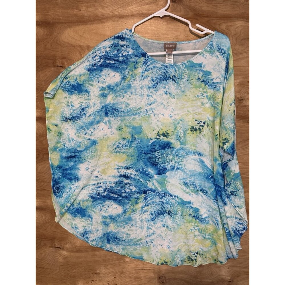 Chico’s L/Xl Tie Dye Butterfly Arm Shirt